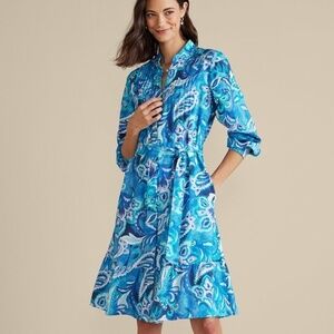 NWOT‎ Soft Surroundings Feyre Belted Paisley Shirtdress Shirt Dress Size MEDIUM